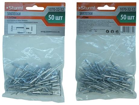 1070-32-12 Заклепки, 3,2 х 12 мм, 50 шт.,Sturm!