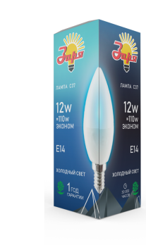 Лампа C35 пуля Заря Эконом 12w E14 6000-6500K LED