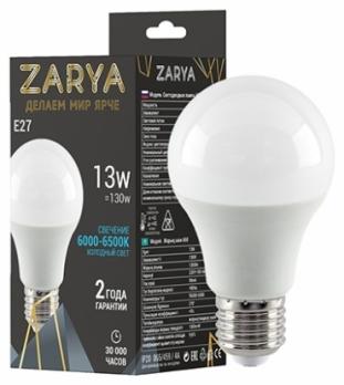 Лампа светодиодная Заря A60 A3 13W E27 6500K (станд)