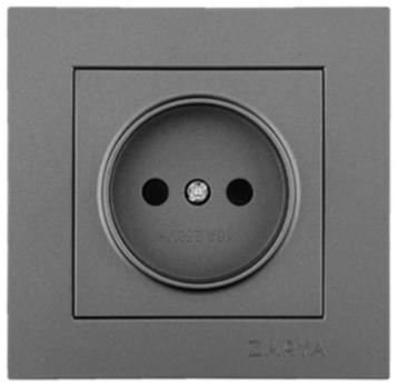 Розетка ВТ-08 одинарная б/з Заря серый soft-touch 