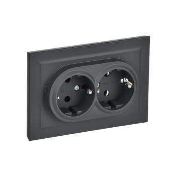 Розетка 2-местная с з/к без з/ш 16А в сборе IEK 