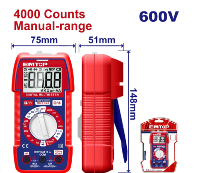 EDMR536002 - EMTOP Мультиметр цифровой AC/DC, 600A