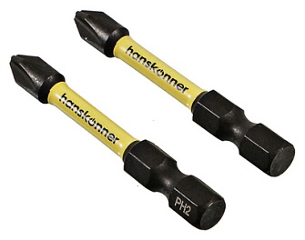 HPH2-50-2T Биты PH2x50мм, ImpactPower, торсионные, 2шт, Hanskonner