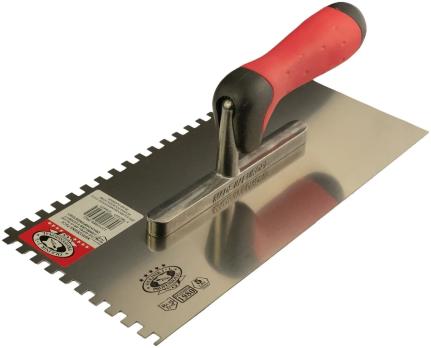 Гладилка с зубьями 280х130х0,7 мм, зуб 12, Олейник, двухкомп. ручка