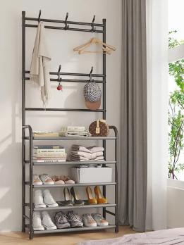 Вешалка напольная для одежды с полками