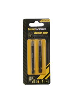 HKPH2-75-2 Биты PH2x75мм, сталь S2, Diamond, 2шт,Hanskonner																				