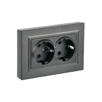Розетка 2-ная с з/к без з/ш 16А в сборе IEK 