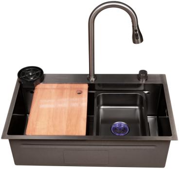Кухонная мойка SMARTECH 45х68х22 см, нержавеющая сталь, черный