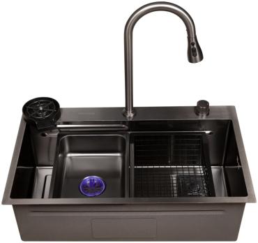 Кухонная мойка SMARTECH 45х68х22 см, нержавеющая сталь, черный
