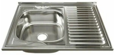 Кухонная мойка БРИЗ 6080L 60х80х15 см, нержавеющая сталь, тон серебристый