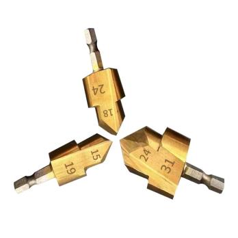 Набор ступенчатых сверл для полипропиленовых труб 15-19мм, 18-24 мм, 24-31мм, шестигранный хвостовик