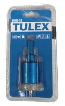 Коронка алмазная TULEX 60113-32 по стеклу и керам. плитке, центр. сверло, трехгран. хвостовик, 32 мм