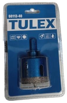 Коронка алмазная TULEX 60113-40 по стеклу и керам. плитке, центр. сверло, трехгран. хвостовик, 40 мм