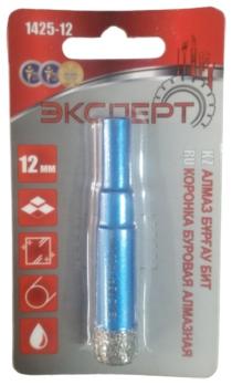 Коронка буровая алмазная ЭКСПЕРТ по стеклу и керамической плитке, цилиндр.хвостовик, 12х50мм,1425-12