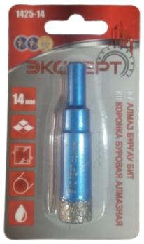 Коронка буровая алмазная ЭКСПЕРТ по стеклу и керамической плитке, цилиндр.хвостовик, 14х50мм,1425-14
