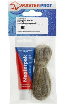 Комплект паста уплотнительная (вода, пар, 25 г) Masterpak + лён, MP, туба
