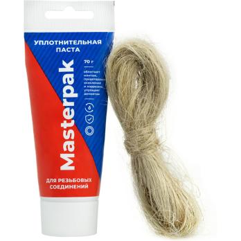 Комплект паста уплотнительная (вода, пар, 70 г) Masterpak + лён, MP, туба