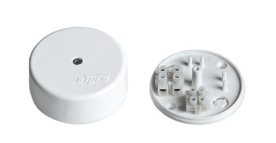 Коробка распаячная TYCO, 65001Б, для о/п, D=62мм, H=24мм, 2 Клемника, Белая 