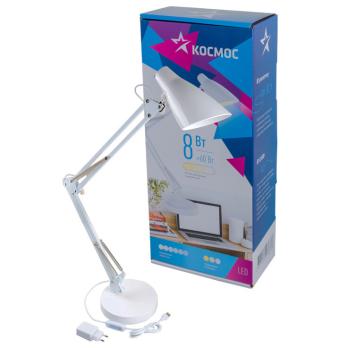 Настольная диммируемая лампа КОСМОС 8Вт, RA80, 3 режима цветности, Белый, 5В, 2А KOC_DESK037